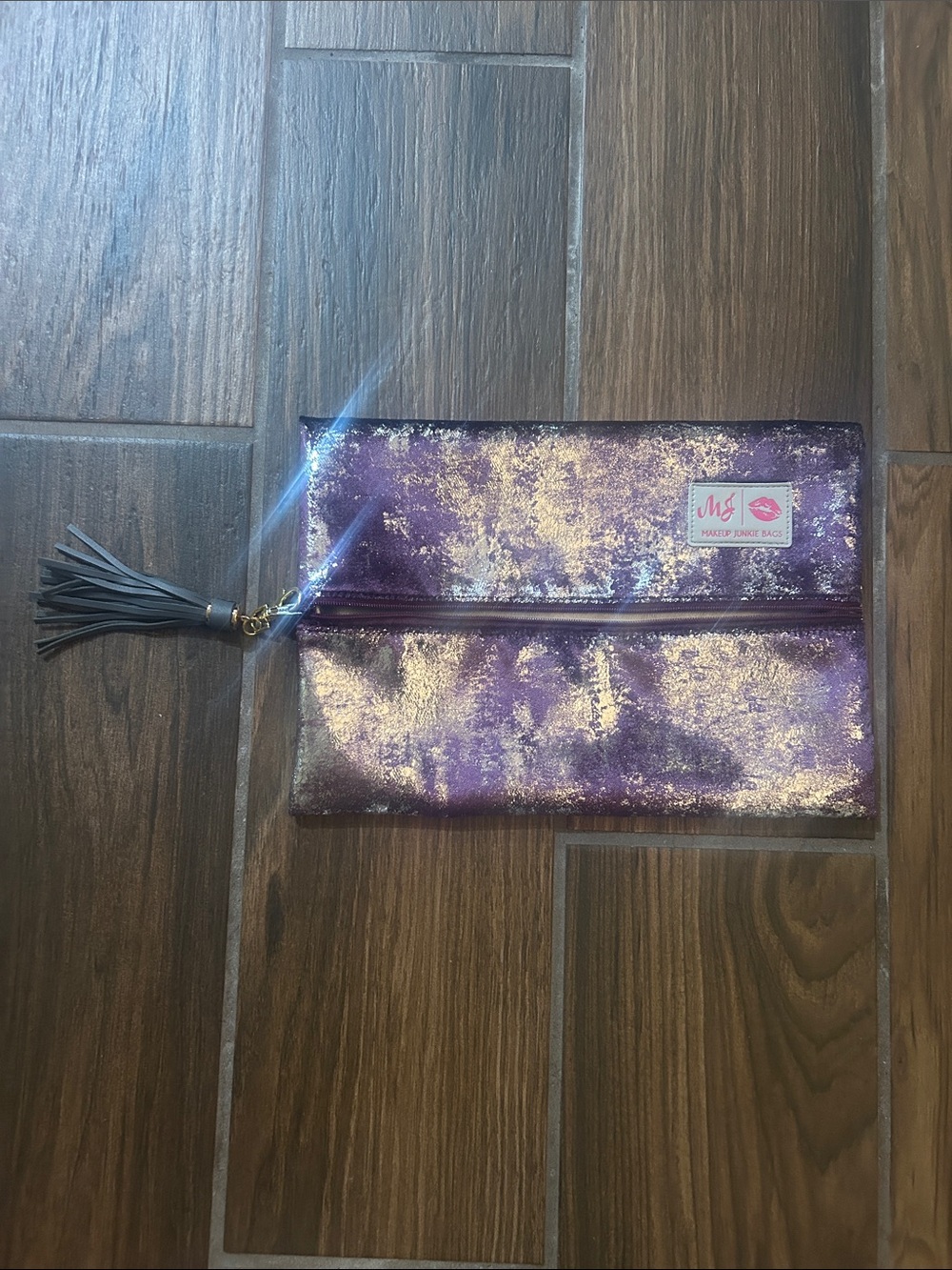Makeup Junkie weekender Purple & Silver Metallic Cosmetic Pouch